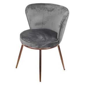 Cadeira Nanda Estofada Veludo Cinza Base Aco Cobre - 71499