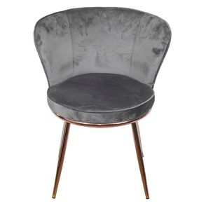 Cadeira Nanda Estofada Veludo Cinza Base Aco Cobre - 71499