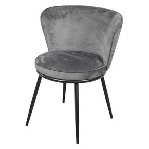 Cadeira Nanda Estofada Veludo Cinza Base Aco Preto - 71506