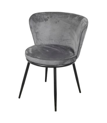Cadeira Nanda Estofada Veludo Cinza Base Aco Preto - 71506