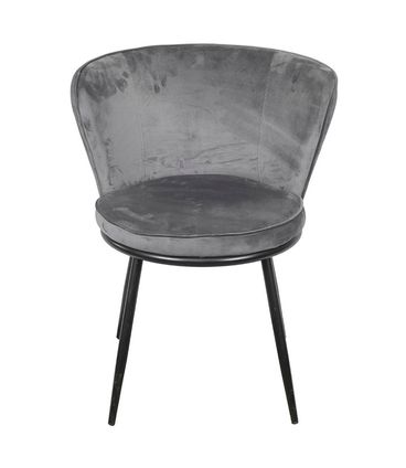 Cadeira Nanda Estofada Veludo Cinza Base Aco Preto - 71506