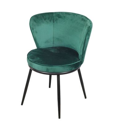 Cadeira Nanda Estofada Veludo Verde Escuro Base Aco Preto - 71508