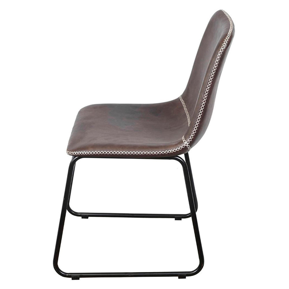Cadeira Verner Estofada PU Café Base Aço Preto - 71511