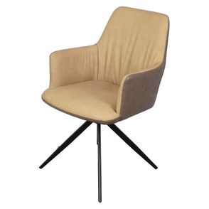 Cadeira Piz Com Braco PU Caramelo e Cafe Base Em Aco - 71516