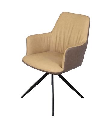 Cadeira Piz Com Braco PU Caramelo e Cafe Base Em Aco - 71516