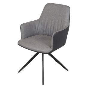 Cadeira Piz Com Braco PU Preto e Cinza Base Em Aco - 71517
