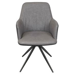 Cadeira Piz Com Braco PU Preto e Cinza Base Em Aco - 71517