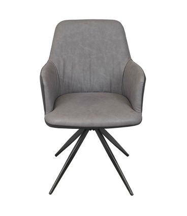 Cadeira Piz Com Braco PU Preto e Cinza Base Em Aco - 71517