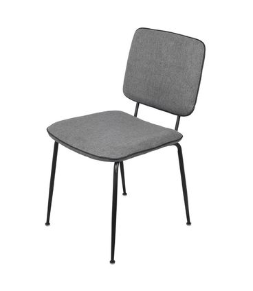 Cadeira Batur Linho Cinza Base Aco Preto 4 Pes - 71533