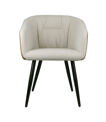 Cadeira Milena PU Marrom e Linho Marfim Base Metal Pintado - 71769