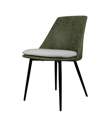 Cadeira Lauren PU Verde Mate e Linho Cinza Base Aco Preto - 71840