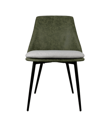 Cadeira Lauren PU Verde Mate e Linho Cinza Base Aco Preto - 71840