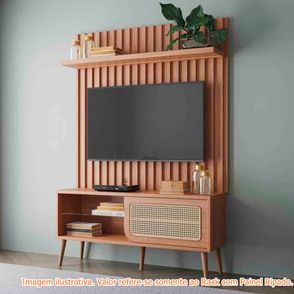 Rack com Painel Ripado Freijo Palha Natural Sextavada - 72094