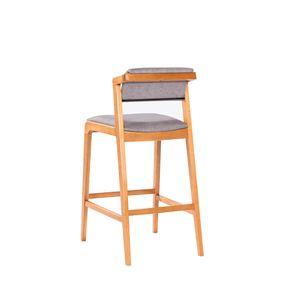 Banqueta Davos Tecido Cinza Base Verniz Mel - 72142