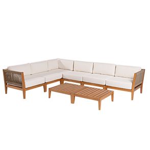 Conj. Sofa de Canto Cru Corda + Mesa Centro Cannes Mel - 72236