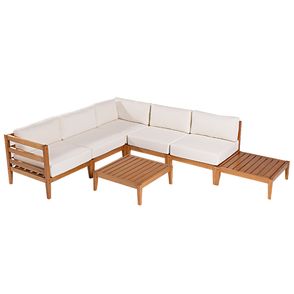 Conj. Sofa de Canto Cru Ripado + Mesa Centro Cannes Mel - 72242