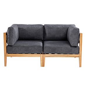 Sofa Cannes 02 Lugares Ripado Acquablock Preto Verniz Mel - 72335