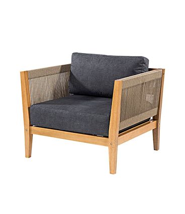 Poltrona Cannes Acquablock Preto Corda Fendi Base Mel - 72344