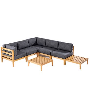 Conj. Sofa de Canto Ripado Preto + Mesa Centro Cannes Mel - 72444