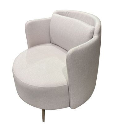 Poltrona Florença Linho Bege com Pés Palito Champanhe - 72336