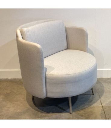 Poltrona Florença Linho Bege com Pés Palito Champanhe - 72336