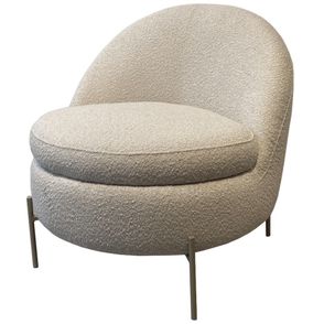 Poltrona Solis Tecido cor Cru com Pés Metal Champanhe - 72338