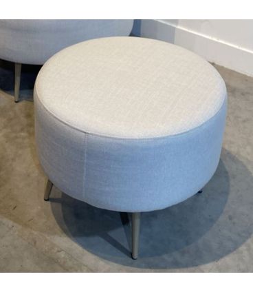 Puff Florença em Linho Bege com Pé Palito Aço 55 cm - 72337