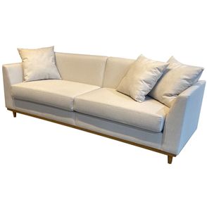 Sofá Asti 3 Lugares Tecido Linho Bege com Pés Madeira 210 cm - 72341