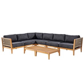 Conj. Sofa de Canto Preto Corda + Mesa Centro Cannes Mel - 72454