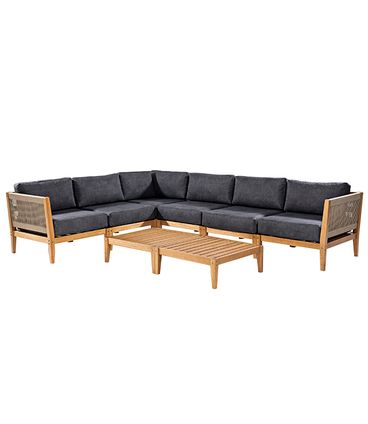 Conj. Sofa de Canto Preto Corda + Mesa Centro Cannes Mel - 72454