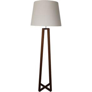 Luminaria de Chão Cassville Cupula Tecido Cru e Base Madeira Mel 175 cm - 72262
