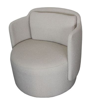 Poltrona Florença Estofada Tecido cor Cru com Base Giratoria - 72298