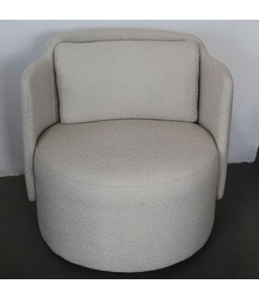 Poltrona Florença Estofada Tecido cor Cru com Base Giratoria - 72298