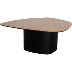 Mesa Centro Stone Alta Tampo Amêndoa Suave com Base Preto Fosco 90 cm - 72360