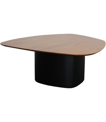 Mesa Centro Stone Alta Tampo Amêndoa Suave com Base Preto Fosco 90 cm - 72360