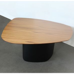 Mesa Centro Stone Alta Tampo Amêndoa Suave com Base Preto Fosco 90 cm - 72360