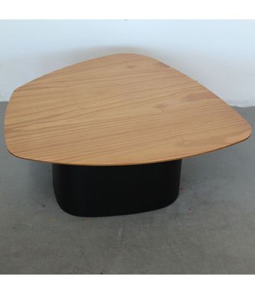 Mesa Centro Stone Baixa Tampo Amêndoa Suave com Base Preto Fosco 68 cm - 72361