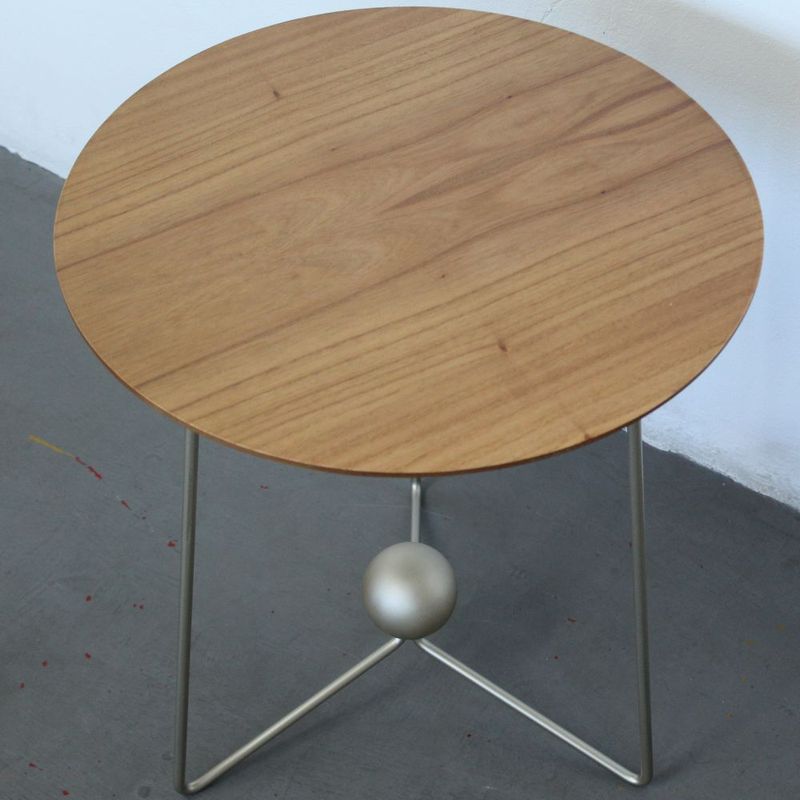 MesaLateralOrquideaBaixaTampoLaminadoAmendoaSuaveBaseBronzeLight45cm72365