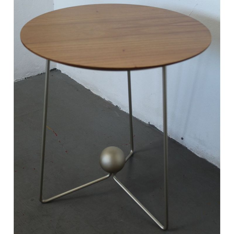 MesaLateralOrquideaBaixaTampoLaminadoAmendoaSuaveBaseBronzeLight45cm72365