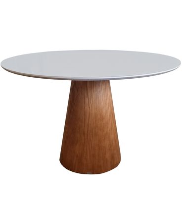 Mesa Jantar Piacenza Tampo Vidro Off White e Base Cone Castanho 150 cm - 72487
