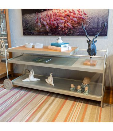 Aparador Carrinho Bar Isabella cor Gold com Recouro Caramelo 170 cm - 68838