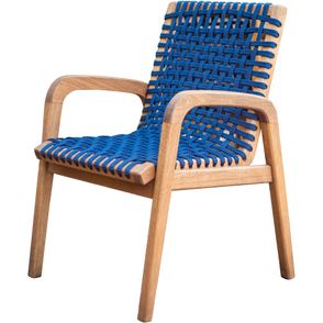 Cadeira Trama com Braco Corda Azul com Estrutura Stain Jatoba - 66743
