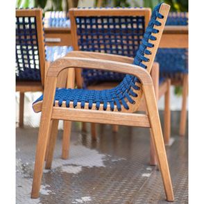 Cadeira Trama com Braco Corda Azul com Estrutura Stain Jatoba - 66743