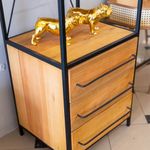 EstanteTekaIndustrial3GavetasMadeiraAmendoaeBasePreta200cm70799