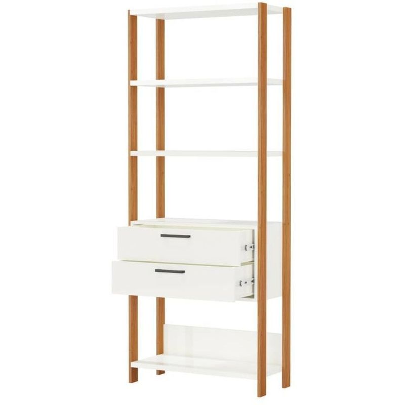 EstanteElegante1Torre2GavetasMDFcorOffWhiteeFreijo185cm52803