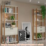 EstanteElegante1Torre2GavetasMDFcorOffWhiteeFreijo185cm52803