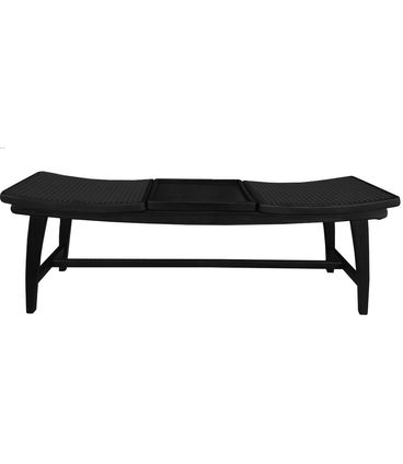Banco Siena Estrutura Madeira Preto com Assento Tela Natural Preta 124 cm - 70576