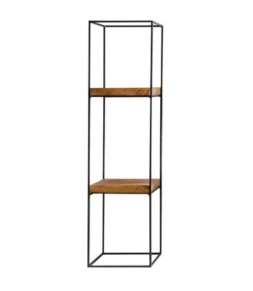 Estante Bali em Ferro Preto e Prateleiras Madeira Mel Claro 200cm - 63989
