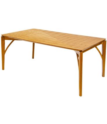 Mesa Jantar Nature Tampo MDF Laminado Cinamomo Natural com Base Madeira 200 cm - 68614