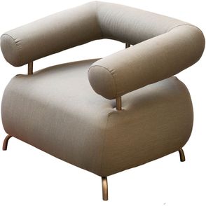 Poltrona Snap Estofada Tecido Trama Musgo Base Aco cor Bronze - 71353